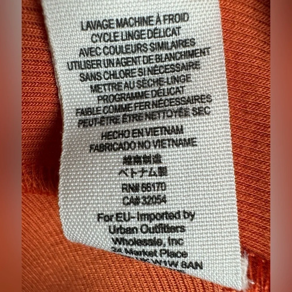 Free People Orange Long Sleeve Scoop Neck Tunic Top Small Boho Casual Fall Basic